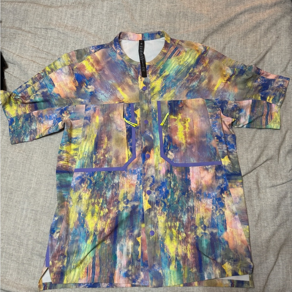 Lululemon Athletica Blue and Yellow Casual Button Down Shirt